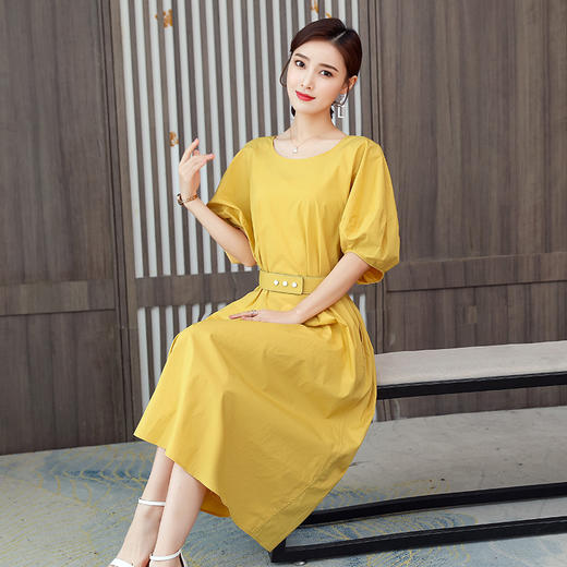 AHM-kxt9128夏季宽松中长款短袖时尚气质套头A字裙度假裙 商品图2