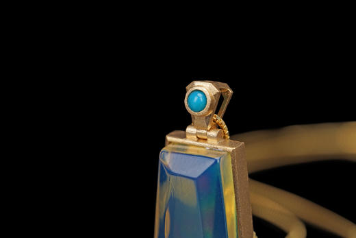 夏日清新 · 多米尼加蓝珀18K喷砂黄金镶嵌绿松石吊坠  特价 商品图5