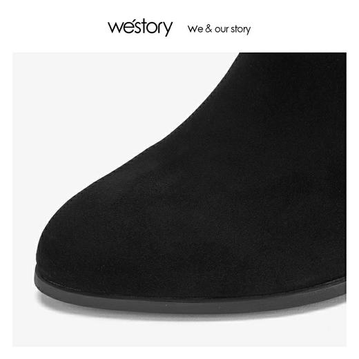 westory2020春新品尖头粗跟显瘦切尔西靴女简约通勤W29DS80101 商品图1