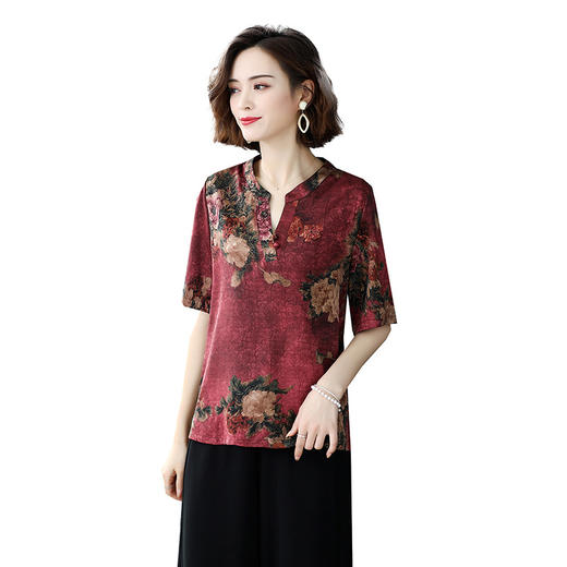 MC-sy0325002新款高品质妈妈装民族风半袖大码上衣 商品图4