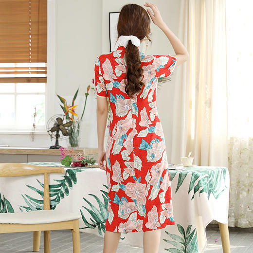 DLQ-A2556中国风复古立领斜门襟印花旗袍裙 商品图2