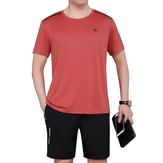 SP-9078SZSE运动套装   男士夏季短袖短裤休闲大码薄款爸爸装两件套 商品图4