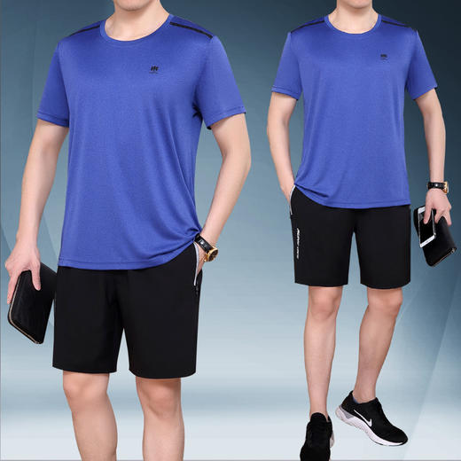SP-9078SZSE运动套装   男士夏季短袖短裤休闲大码薄款爸爸装两件套 商品图2