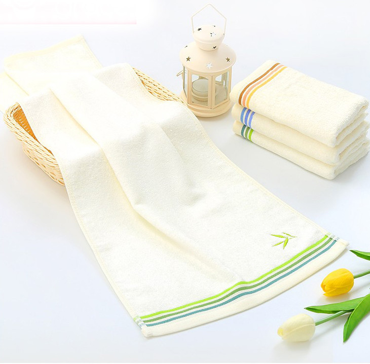 沐纯毛巾竹纤维刺绣素雅男女通用柔软竹棉吸水洗脸2条擦汗毛巾