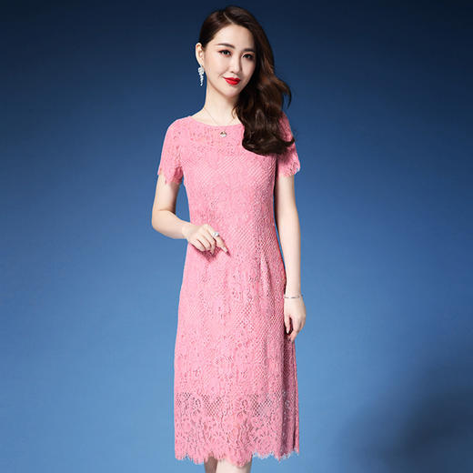 ZY-Q5086新品时尚优雅高端气质显瘦修身网纱刺绣连衣裙 商品图0