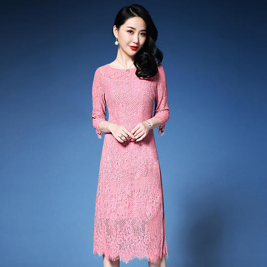 ZY-Q5086新品时尚优雅高端气质显瘦修身网纱刺绣连衣裙 商品图2