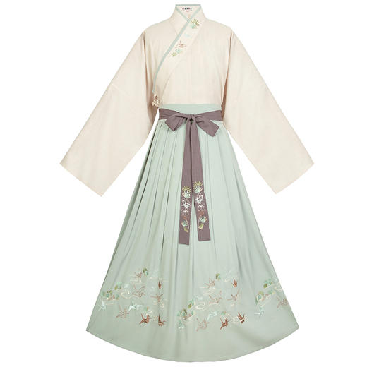 清风游原创中国风绣花交领汉服男士一片式褶裙春季非古装 商品图3