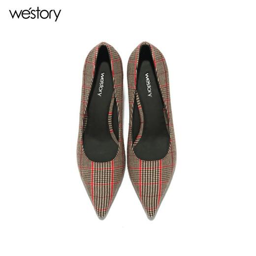 Westory高跟尖头格纹优雅舒适W281E50991 商品图1