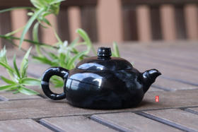 和田玉（青花）玉壶--竹节把西施壶（宋鸣放6643）122.51g