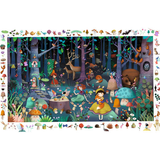 djeco进口儿童拼图100片大块女孩纸质5-6岁梦幻森林 商品图4