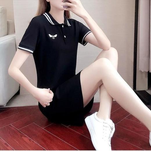 JXG-polo领大码新款韩版小个子短袖中长款绣花T恤裙 商品图1