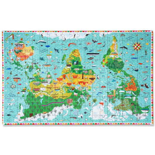 法国DJECO儿童幼儿七大洲世界地图拼图小学生200片6-7岁以上益智 商品图1