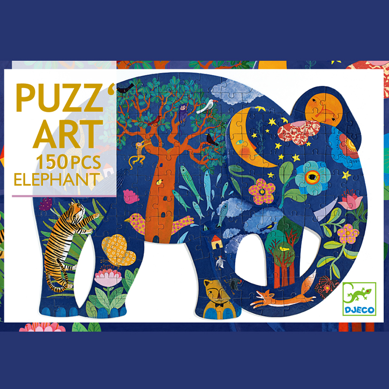 djeco进口异形拼图150片大象奇幻梦境 6-7-8岁