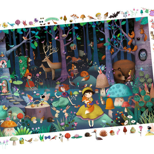 djeco进口儿童拼图100片大块女孩纸质5-6岁梦幻森林 商品图1