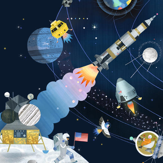 djeco进口平面拼图儿童益智5太空宇宙火箭200片6-7岁男孩智力玩具 商品图2