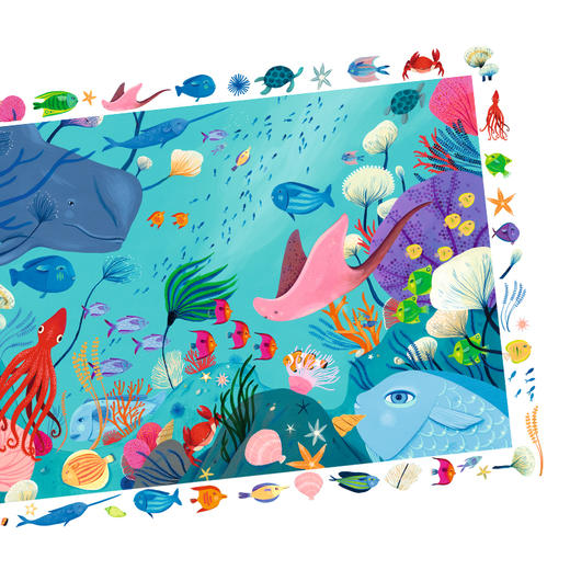 djeco进口海洋动物海底世界拼图大块儿童益智4-5-6岁 54片 商品图2