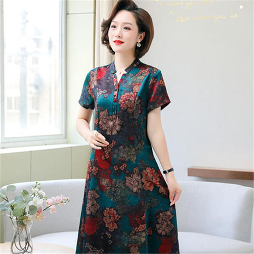 YLY-8521新款修身显瘦洋气中长款过膝桑蚕丝连衣裙 商品图2