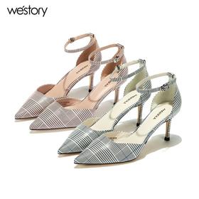 westory高跟一字带凉鞋百搭W281H51071