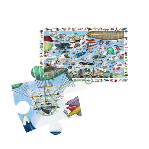 djeco进口儿童益智平面拼图5-6-7岁男孩200片飞机俱乐部 商品图1