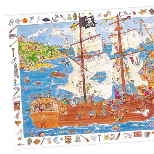 djeco海盗夺宝之战100片儿童益智观察力训练拼图5-6-7岁男孩玩具 商品图4