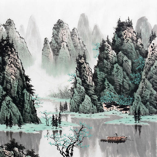 李兆生《漓江秀色》68*178cm 山水横幅作品 办公室/客厅/书法挂画 商品图4