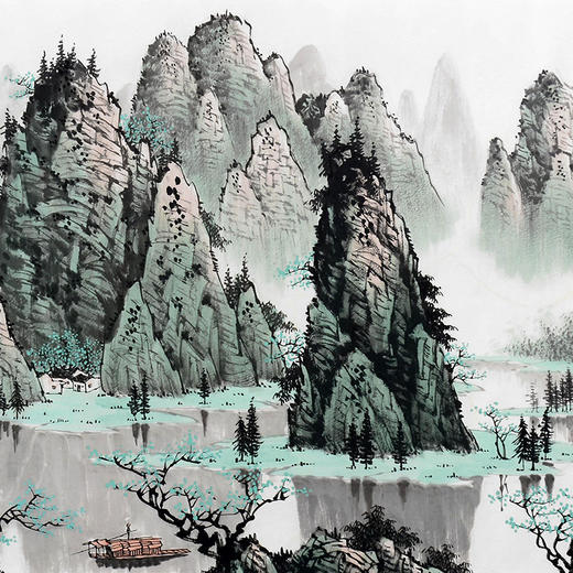 李兆生《漓江秀色》68*178cm 山水横幅作品 办公室/客厅/书法挂画 商品图3