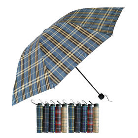 三才雨伞 SC3017 三折涤丝 布格子 晴雨伞 8骨 55cm*8k