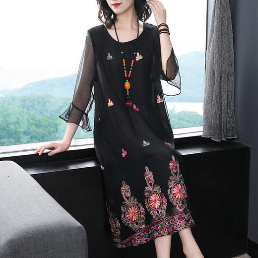 XTH-民族风宽松大码绣花连衣裙 商品图2