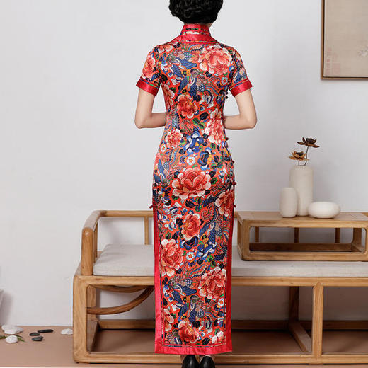 QC-1697448日常复古，高端改良时尚真丝中长款旗袍 商品图4