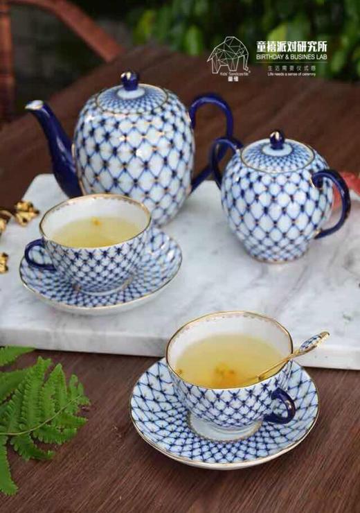 皇家瓷器钴蓝网纹下午茶杯套礼盒 商品图1