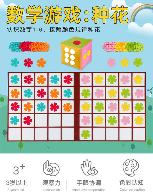 数学区区角玩具种花游戏手工自制理解数与量对应玩教具 商品图0