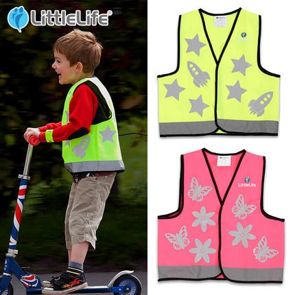 （超值）英国LittleLife儿童反光马甲户外安全荧光防撞服学生小孩骑行背心 商品图1