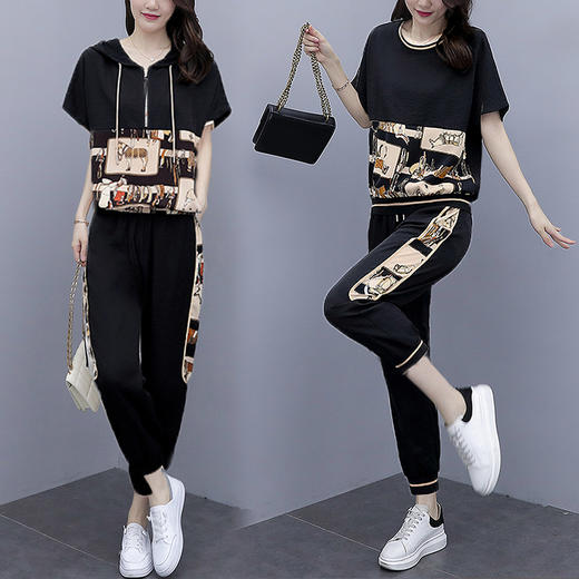 上海旗袍厂GZSH-女B4350Y8039新款夏装气质洋气女神范夏天两件套休闲时尚运动套装 商品图0