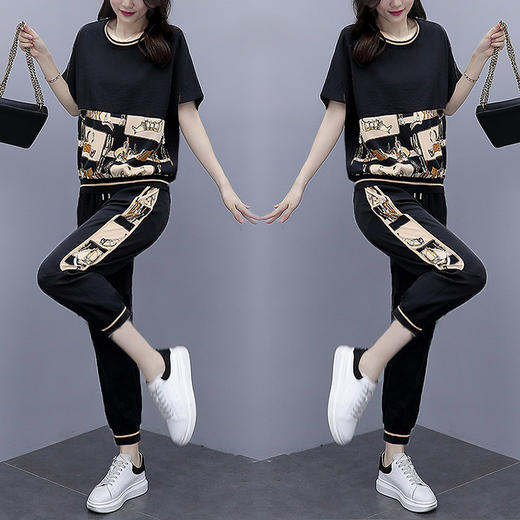 上海旗袍厂GZSH-女B4350Y8039新款夏装气质洋气女神范夏天两件套休闲时尚运动套装 商品图3