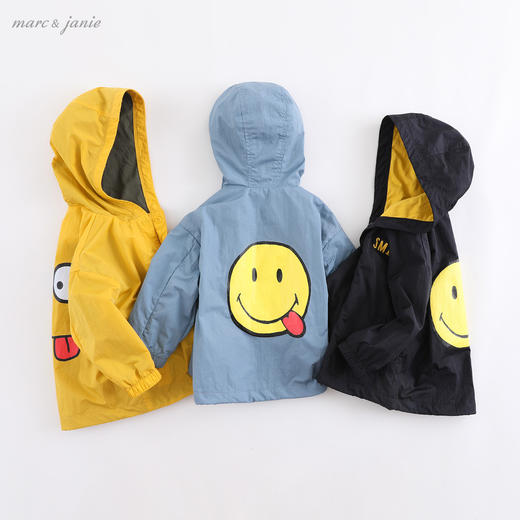 【付款一周内发货】马克珍妮2020新款宝宝秋装 男童趣味表情包外套 儿童风衣201697 商品图0