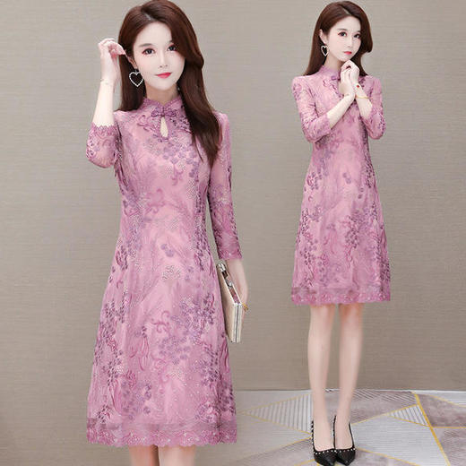 YW-KED91285复古立领，长袖气质改良版刺绣连衣裙 商品图2
