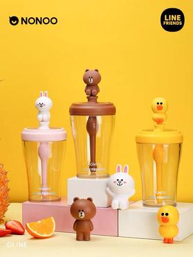 （超值）韩国NONOO LINEFRIENDS儿童成人防摔吸管搅拌大容量水杯