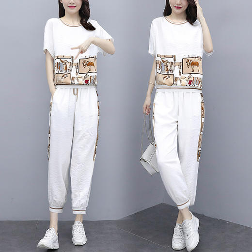 上海旗袍厂GZSH-女B4350Y8039新款夏装气质洋气女神范夏天两件套休闲时尚运动套装 商品图2