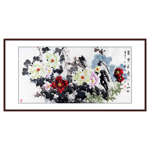 李子玉《富贵长寿》68*138cm 花鸟横幅作品 茶室/卧室挂画 商品图0