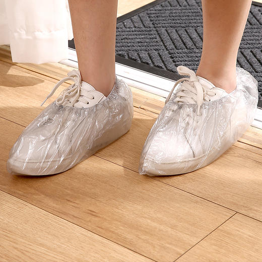 fasola 100只一次性加厚防尘防水成人鞋套防滑耐磨室内家用透明塑料脚