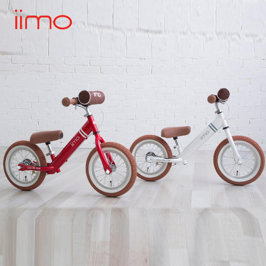 （超值）日本iimo原装12寸高碳钢复古儿童平衡车学步车无脚踏自行车 商品图0