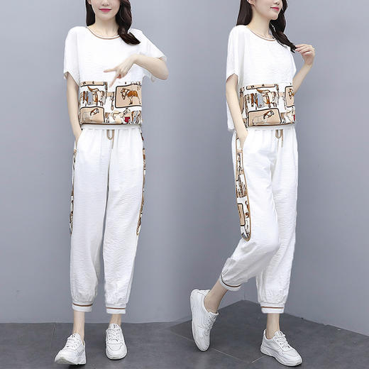 上海旗袍厂GZSH-女B4350Y8039新款夏装气质洋气女神范夏天两件套休闲时尚运动套装 商品图4