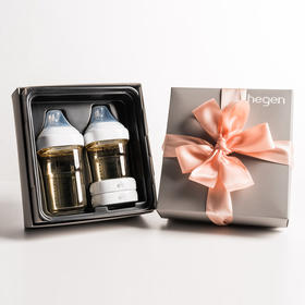 （超值）新加坡hegen新生婴儿多功能ppsu奶瓶礼盒一大一小储存盖