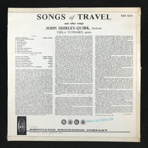 LP黑胶唱片 舍利.奎尔克演绎 沃恩.威廉姆斯艺术套曲《旅行之歌》及其他 商品图1