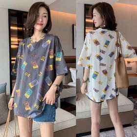 圆领宽松印花涂鸦T恤