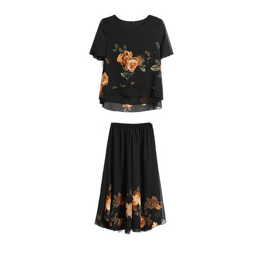 CHT-中年妈妈夏装2020新款女装洋气衣服短袖50岁两件套 商品图4