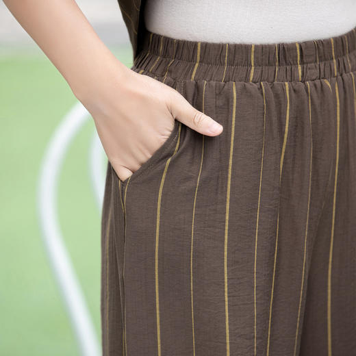 THZJ-4114妈妈装棉麻衬衫阔腿裤洋气短袖两件套 商品图3