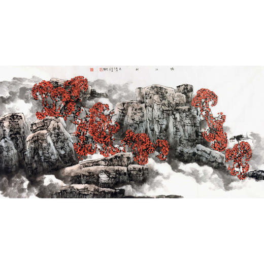 吴学强《隔江秋色》68*138cm 山水横幅作品 办公室/客厅/书房挂画 商品图1