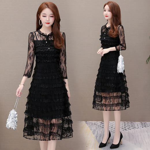 YWE-KSF19A556新款时尚减龄气质优雅连衣裙 商品图1