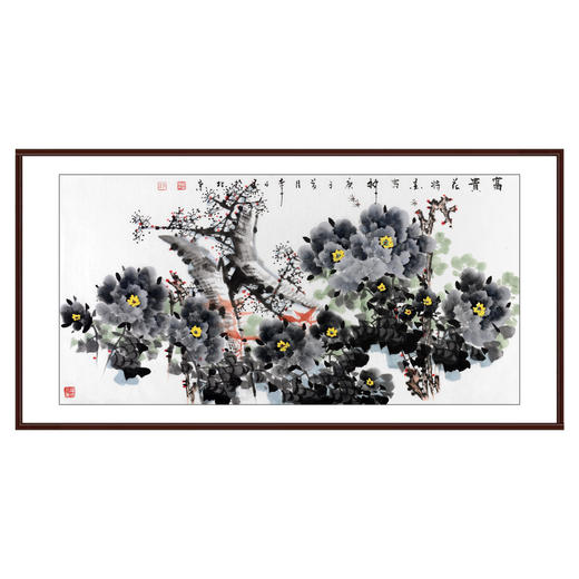李子玉《富贵花将墨为神》68*138cm 花鸟横幅作品 茶室/卧室挂画 商品图0